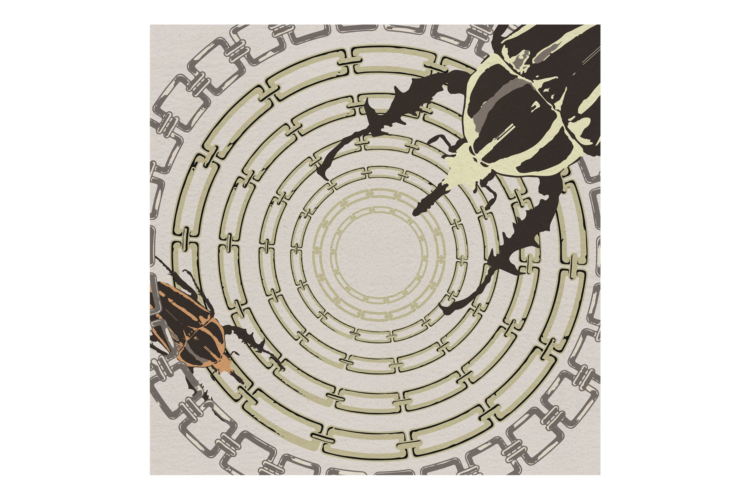 Golden Bugs Square Rug