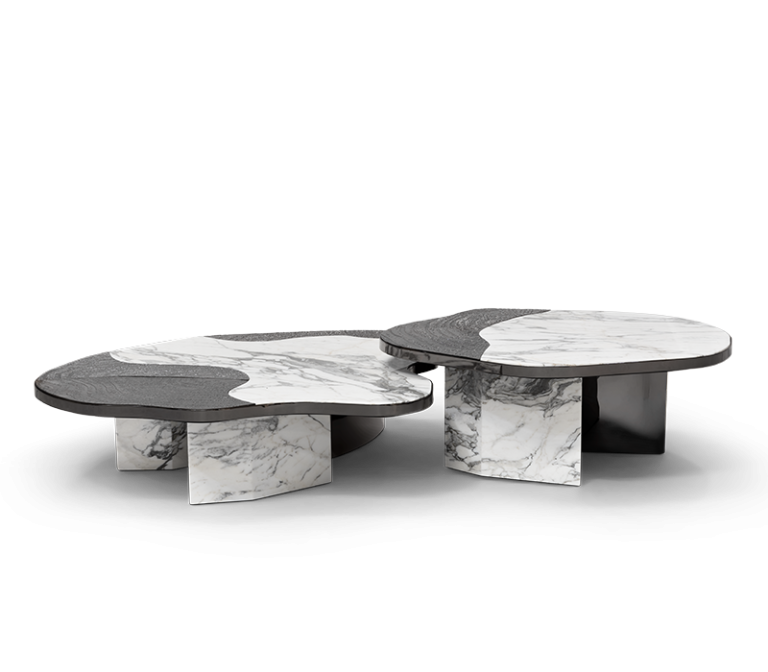 Ophelia Calacatta Marble and Black Center Table