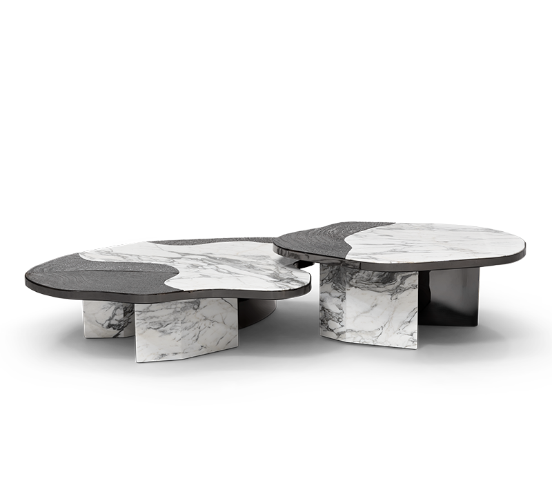 Ophelia Calacatta Marble and Black Center Table