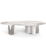 Ophelia Carrara Marble and Silver Dining Table image 1