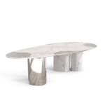 Ophelia Carrara Marble and Silver Dining Table image 2