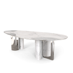 Ophelia Carrara Marble and Silver Dining Table image 4