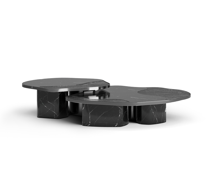 Ophelia Nero Marquina Marble and Black Center Table