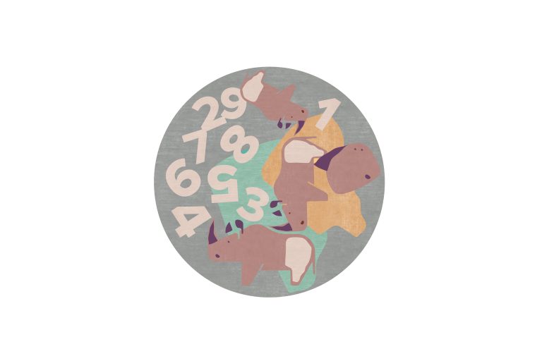 The Rhino's Troupe Round Rug